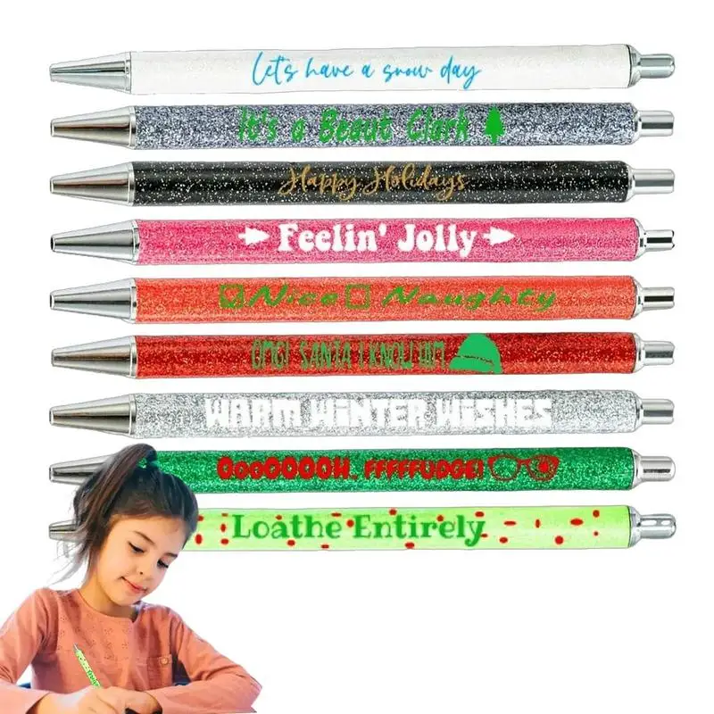 

Glitter Colorful Ballpoint Pens Cute Pens Sparkly Glitter Pens 9x Fancy Pen Christmas Themed Cute Pens Sparkly Glitter Pens For