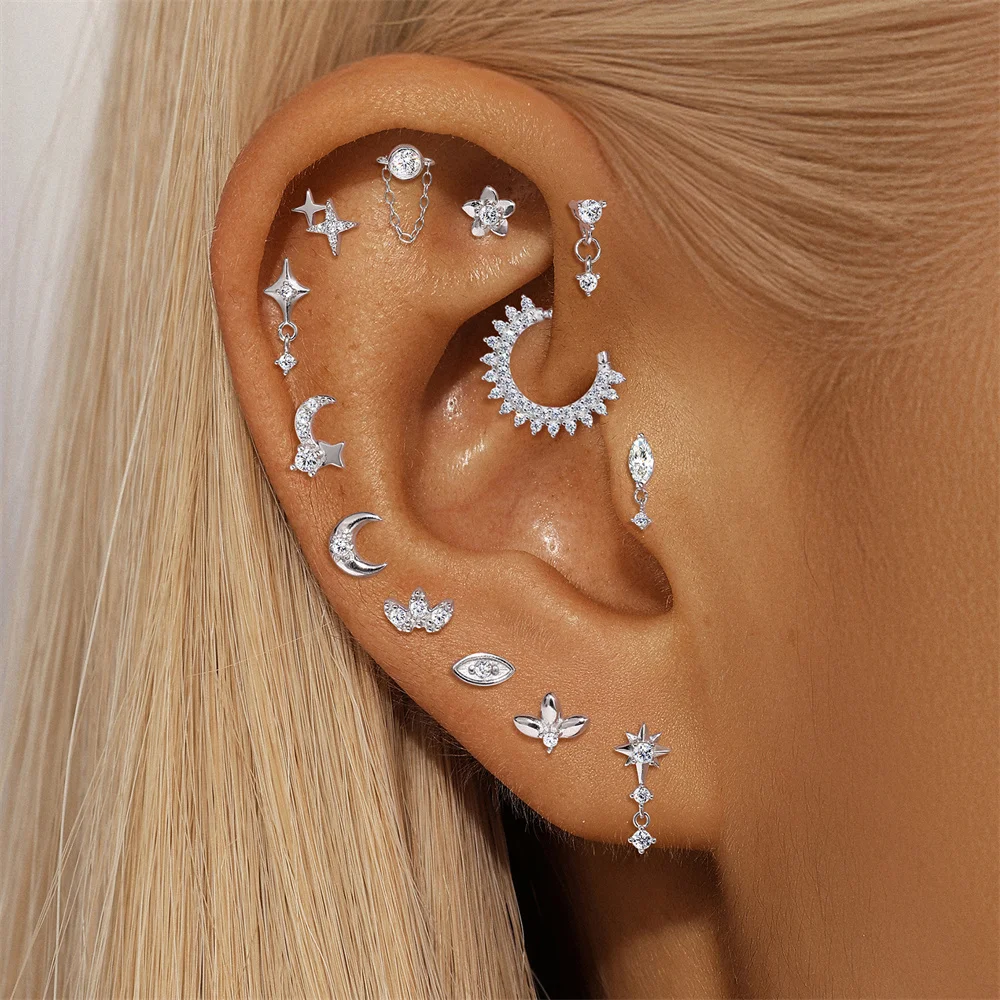 AIDE 925 Sterling Silber 1 STÜCK Mini Moissanit Vier-Klauen Schraube Ohrstecker Casual Design DIY INS Ohrstecker für Dame Schmuck – Detail 25