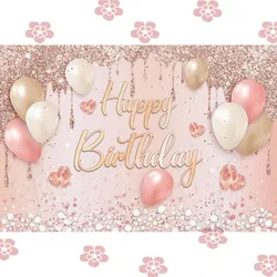 1 pc - Happy Birthday Decoration Banner Rose Gold Girl Birthday Party Photography Background Birthday Party Decoration Supplies