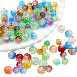 40/50Pcs 10/8mm Cracked Crystal Glass Beads Round Loose Beads For Jewelry Making Diy Necklace Bracelet Earring Craft Accessories