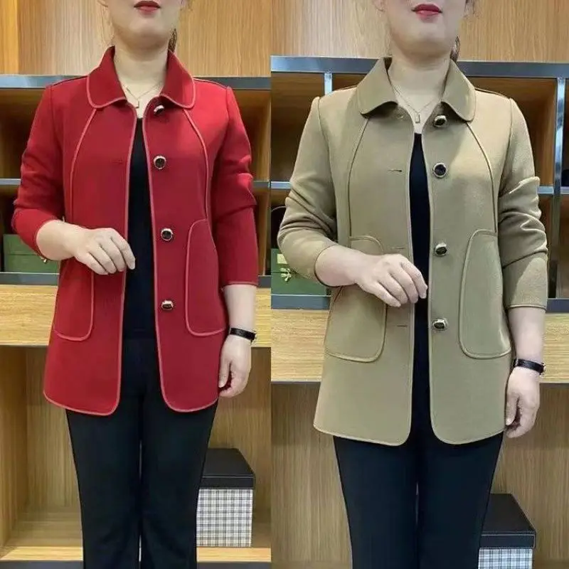 UHYTGF – manteau à simple boutonnage pour femmes, coupe-vent ample, vêtements d'extérieur, veste fine élégante pour mère 5XL, nouvelle collection printemps automne 2481