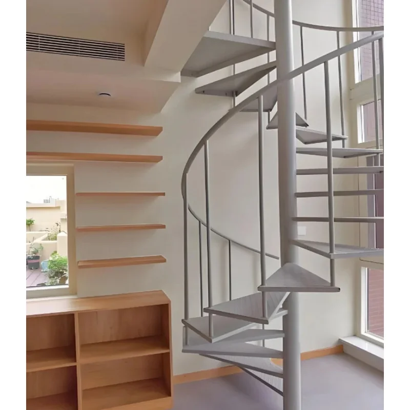 custom.Modern Beautiful Metal Staircase with Wood Indoor Use Safe Design