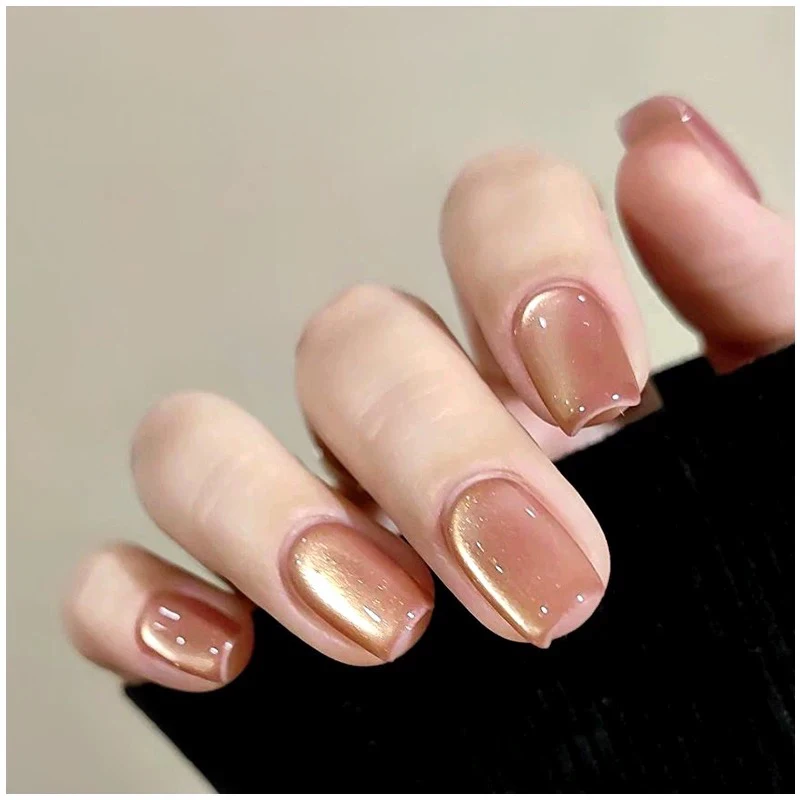 ยาทาเล็บเจลแม่เหล็กสีชมพู 10 มล. 1 ชิ้น ขายดี ลายเล็บฤดูใบไม้ร่วง สีพีชโกลด์ ประกายมุก แคทอาย  สำหรับทำเล็บ