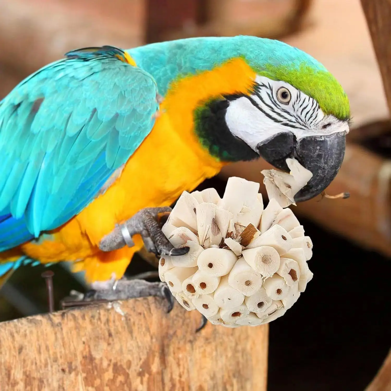 Natural Grass Ball Bird Chew Toy, Parrot Foraging Gnaw Toy to Relieve Boredom & Stress, Stimulate Mental Intelligence view 4