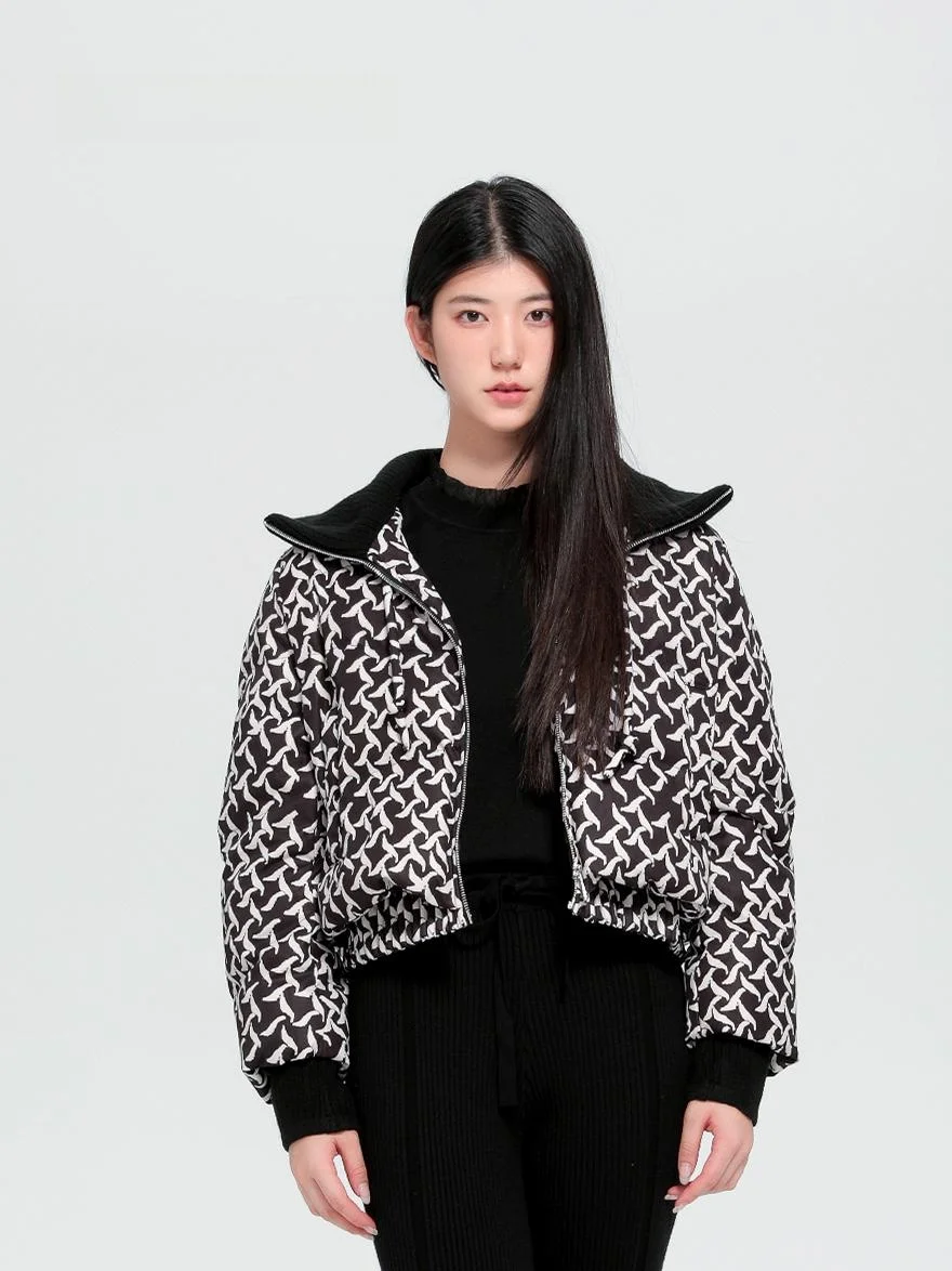 

Новая зимняя коллекция: Пуховик Puffy White Du down Jaet ort Biker Sle от Dailanzhi, прямой крой, высокая плотность наполнителя, для повседневной носки.