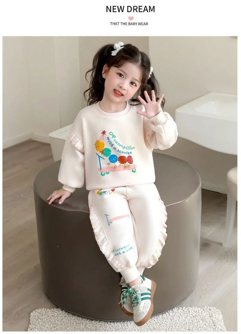 RAISE Herbst Kinder Mädchen 2-teiliges Kleidungsset 2-8 Jahre Mädchen Cartoon-Sweatshirts Anzüge 2026 Lose Lässige Hosen mit Elastischem Bund Outfit – Detail 16