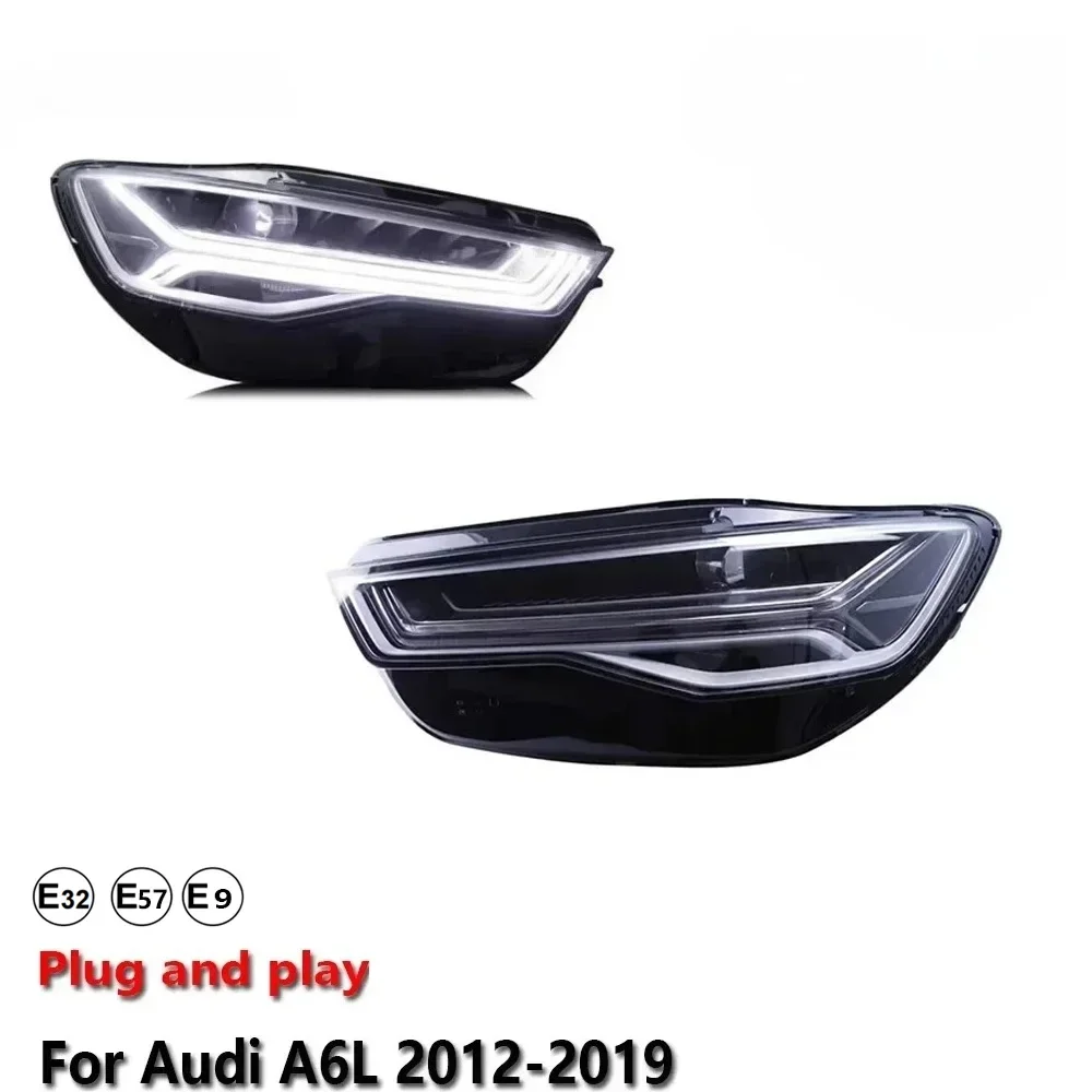 KQX Car Accessories LED Headlight Light For Audi A6L C7 / PA 2012-2018 Projector Front Headlamp DRL Turn Signal Lamp Plug and Pl