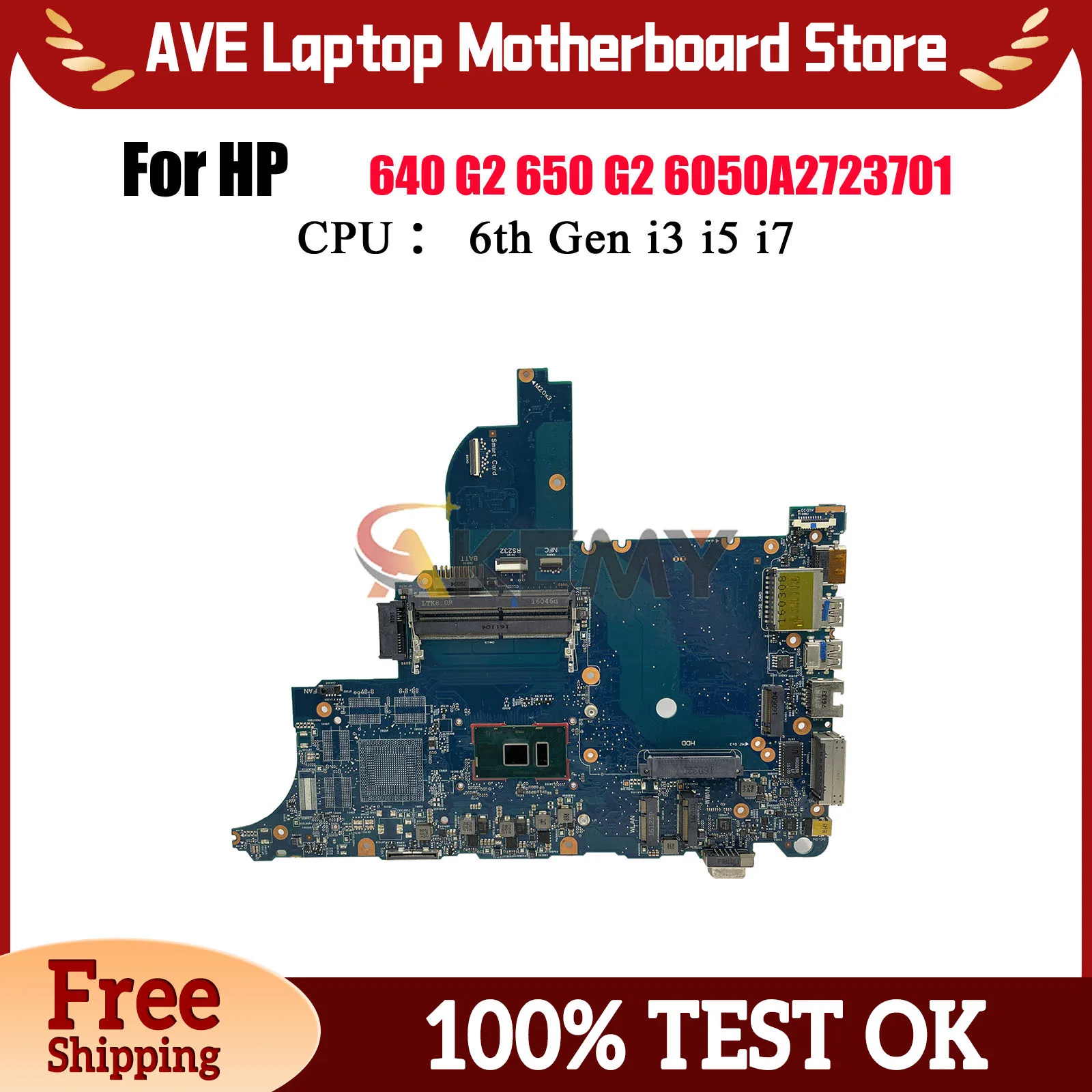 For HP ProBook 640 G2 650 G2 6050A2723701 Laptop Motherboard 852724-501 840715-001 With i3 i5 i7 6th Gen CPU Tested OK