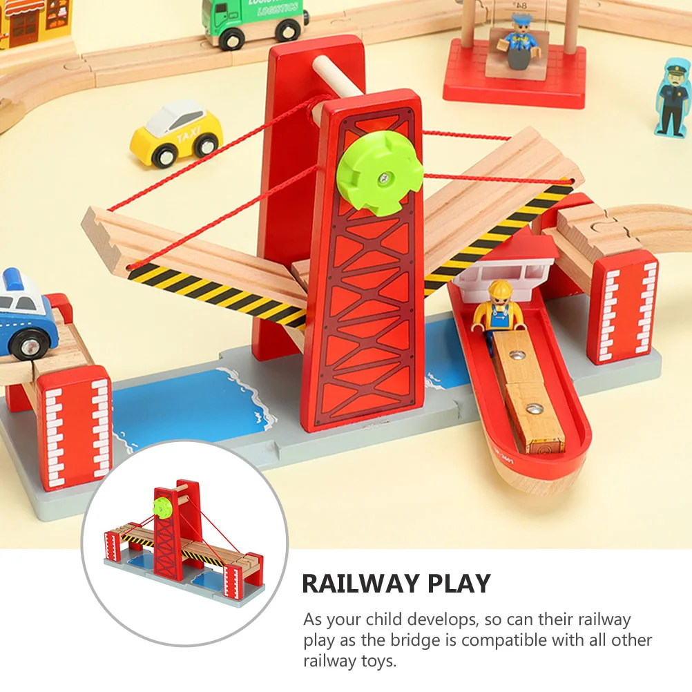 1 Juego 1 Juego de vía de tren de madera Compatible con juegos ferroviarios puente de pista Diy creativo para niños regalo de Navidad para niños pequeños