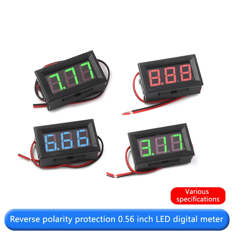 Digital tube DC voltmeter 0.56 inch LED digital voltmeter DC4.5V-30.0V DC5V-120V Reverse connection protection