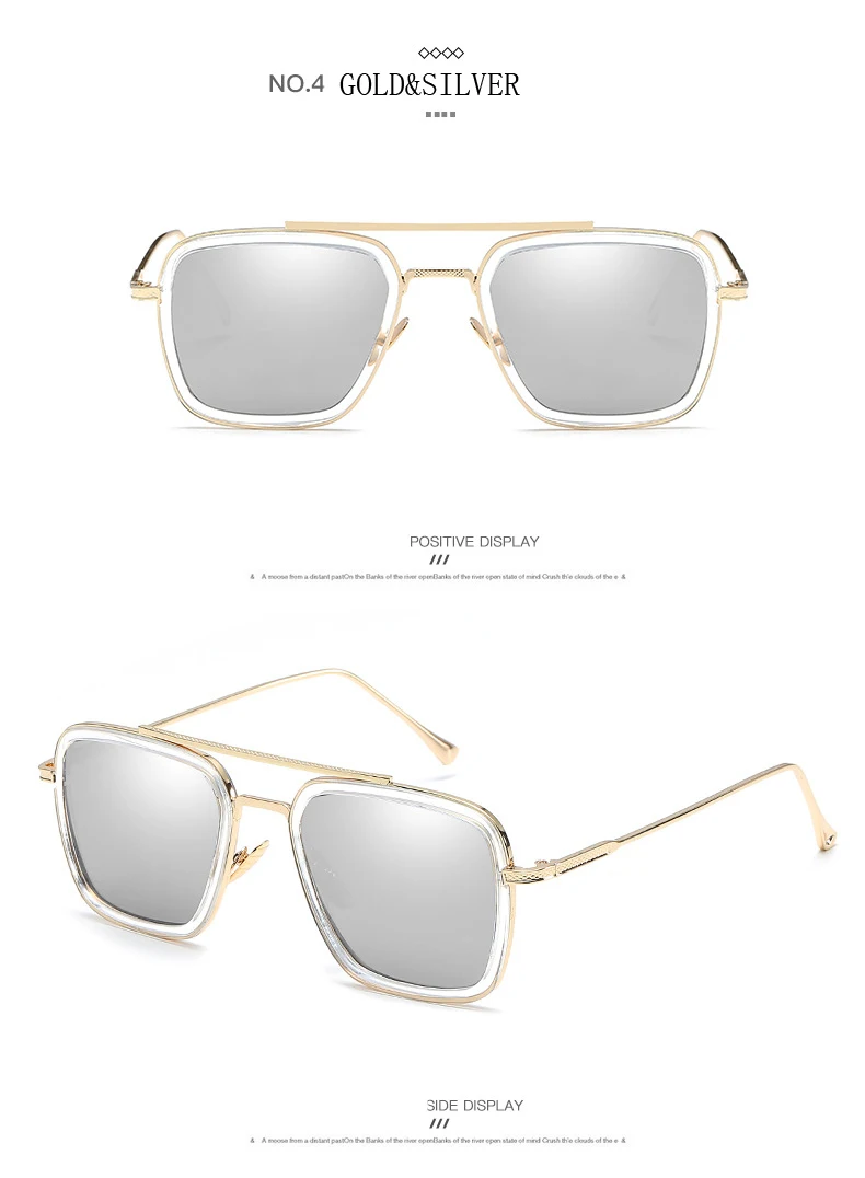 Modische Avengers Tony Stark Flugstil-Sonnenbrille Eckige Edith-Sonnenbrille – Detail 11