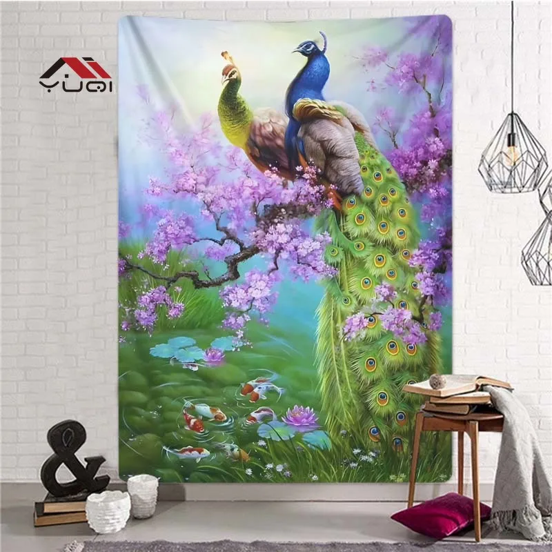 Peacock Pattern Wall Tapestry Color Peacock Large Size Tapestry Tapestries Living Room Home Decor Tapestri 6 Sizes