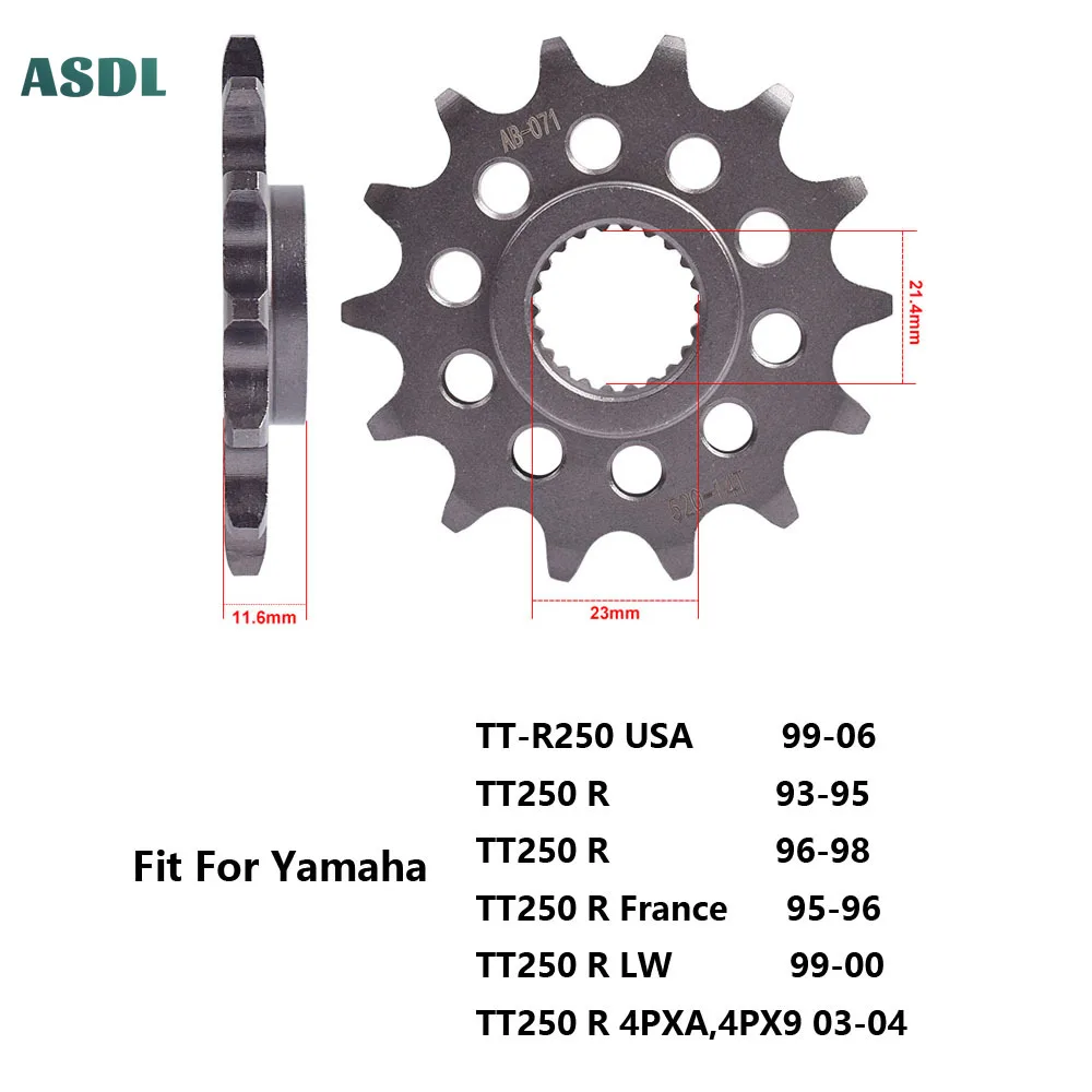 

Motorcycle 520 14T Front Sprocket Carburized Steel For YAMAHA TT-R250 1999-2006 TT250R TT250 R 4PXA 4PX9 TT 250 Motorcycle Parts