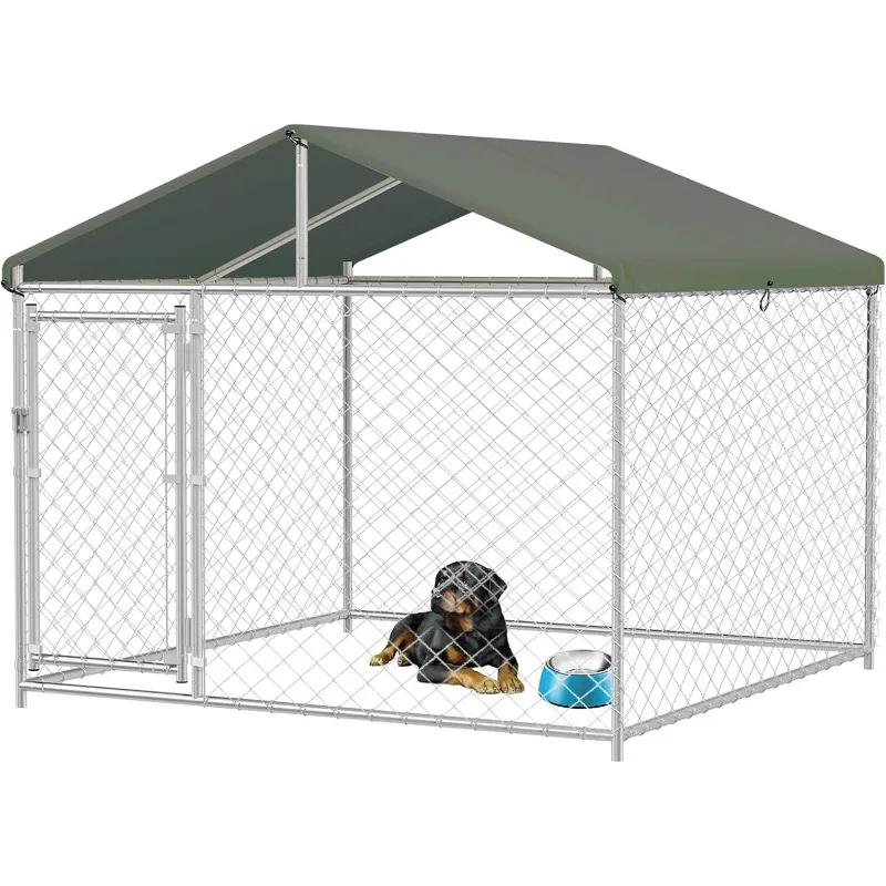 

Питомник для собак, сверхпрочная уличная собака 10x10 с крышей, ограждение для питомника из оцинкованной стали для любых погодных условий