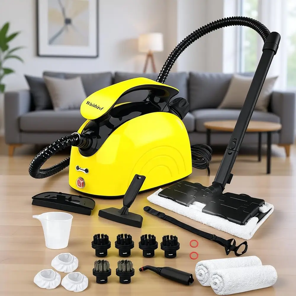 

Steam Cleaner, Multipose Powerful Steamer with 21 Accessories, 248° High-Temperature Steam for Grout, Tiles, Carpet, Cars - Port