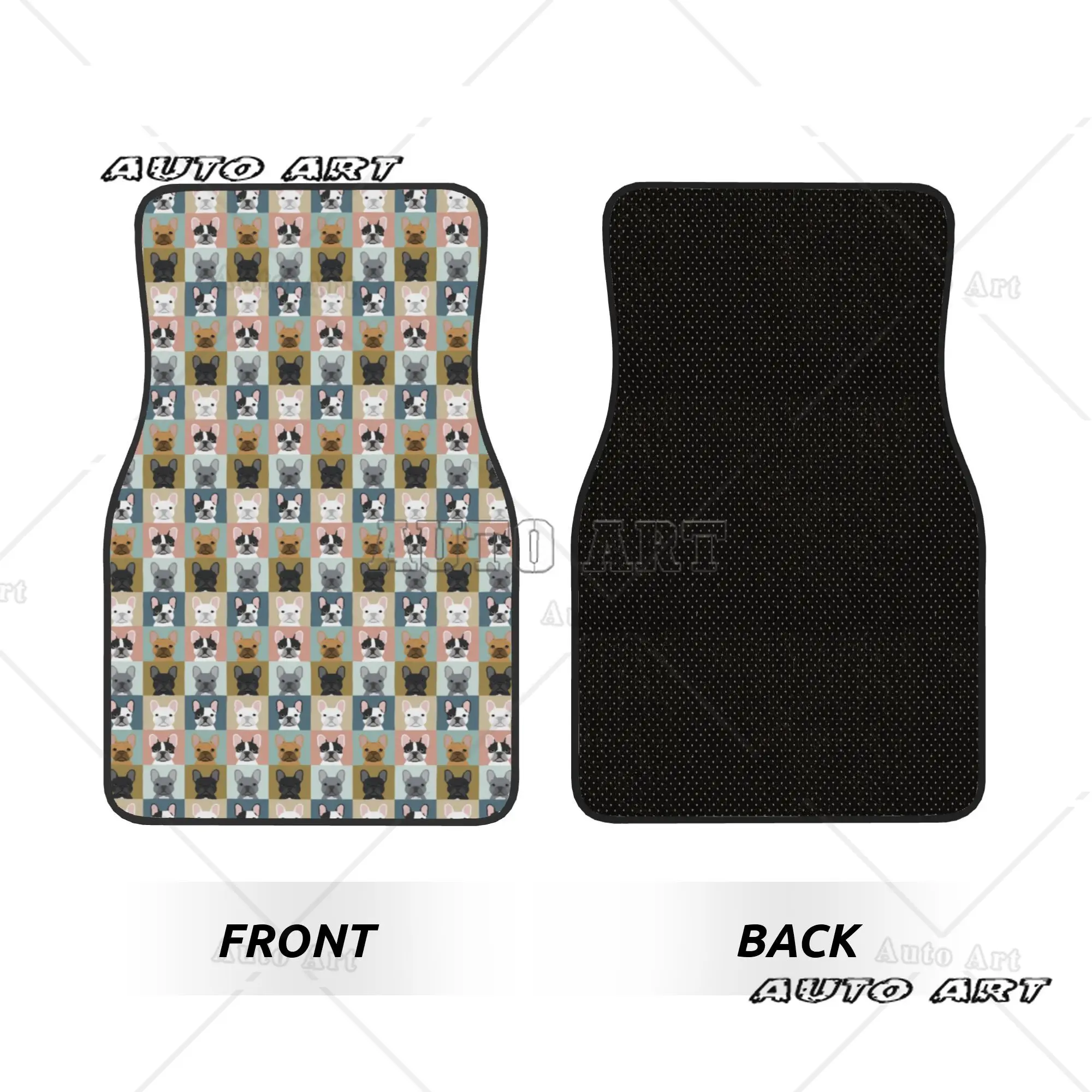 Car Floor Mats 4 Pcs Crystal Velvet French Bulldog Portraits Universal Front Rear Foot Mats Frenchie Dog Lover Pieces Auto