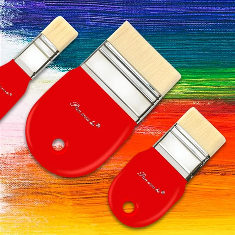 Set Kuas Dayung Datar, Kuas Nilon untuk Akrilik, Cat Minyak, Pernis, Cat Air, Pelukis, Pelajar, Seniman Cat Air