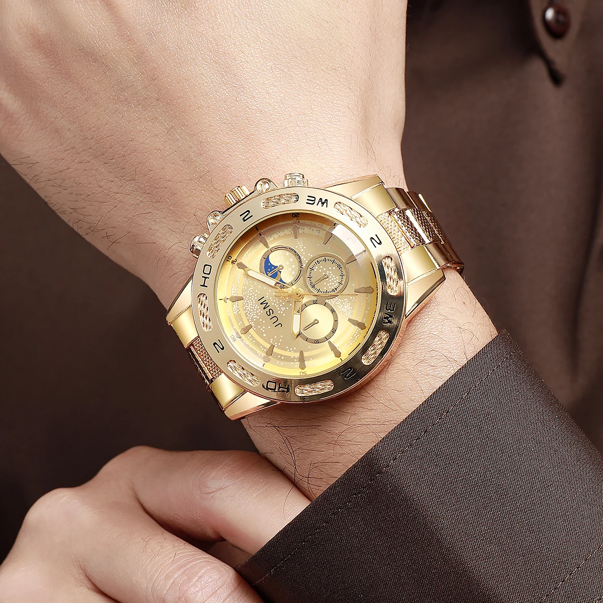 

Новые мужские кварцевые часы с круглым циферблатом и стальным ремешком благородного и стильного образа; универсальные.