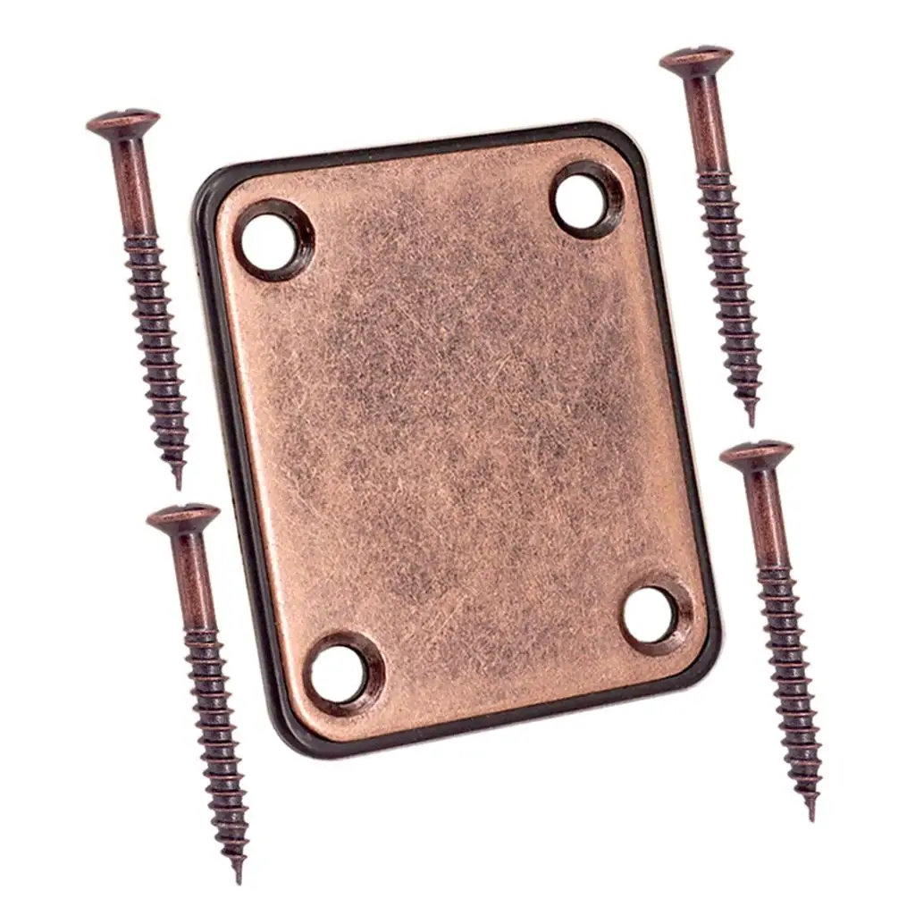 Copper Red Neck Plate Neck Joint Plates for Electric Bass Guitar Replacement