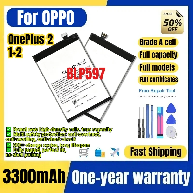 BLP597 for OPPO OnePlus 2/1+2 Phone Battery 0 Cycle High Quality Capacity Battery Replacement Bateria Grade A Cell with Tools