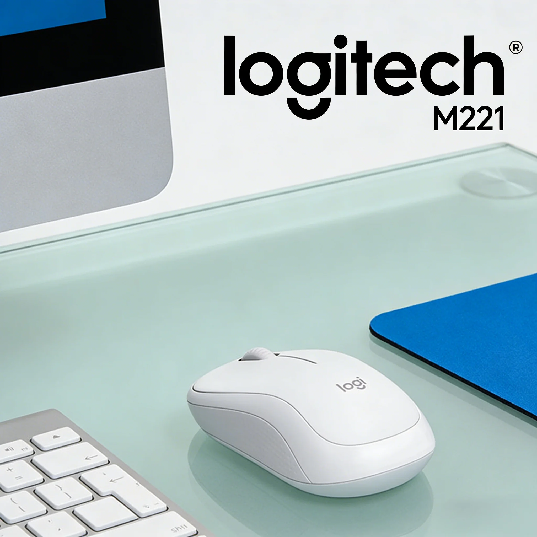 

Бесшумная беспроводная мышь Logitech M221, портативная, белого цвета, готова к подключению к библиотечной сети