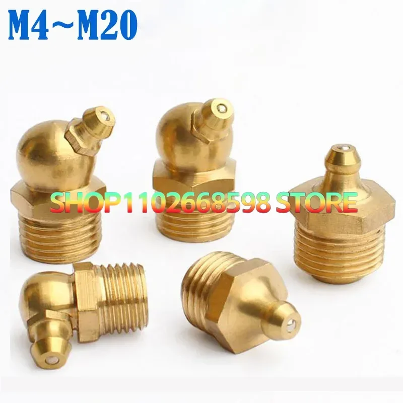 

M4 M5 M6 M8 M10 M12 M14 M16 M20 Латунные фитинги для гидравлического смазочного ниппеля Прямой коленчатый тип Масляный фитинг для смазочного пистолета
