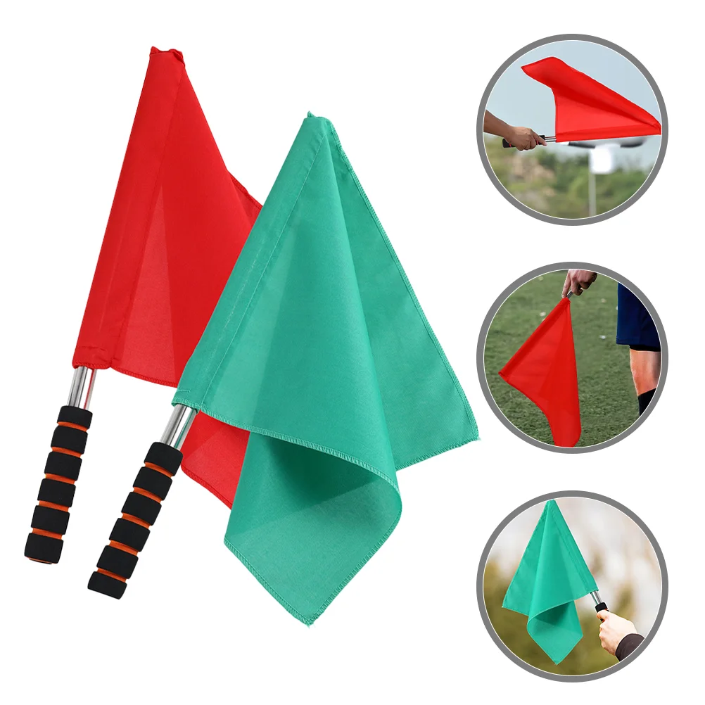 4 Pcs Flag Signal Handle Commanding Referee Waving for Racing Banner Flags Cloth Stainless Steel Competition