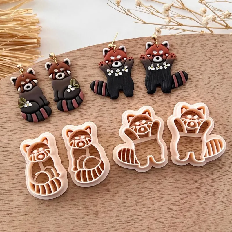 Animal Panda Raccoon Fox Polymer Clay Cutters Cartton Hamster Squirrel Ceramic Pottery Clay Earring Jewelry Pendant Making Tools