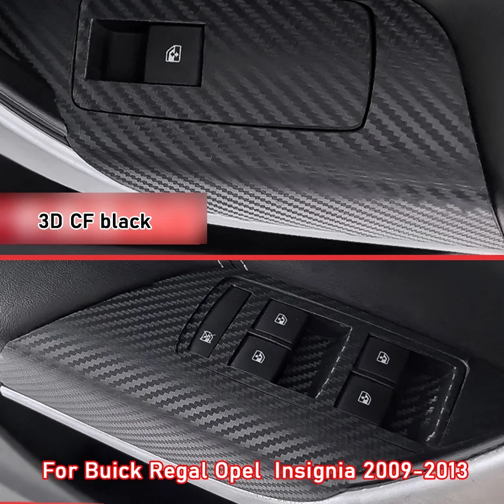 Car Styling Black Carbon Decal Car Window Lift Button Switch Panel Cover Trim Sticker 4 Pcs/Set For Buick Regal Opel Insignia