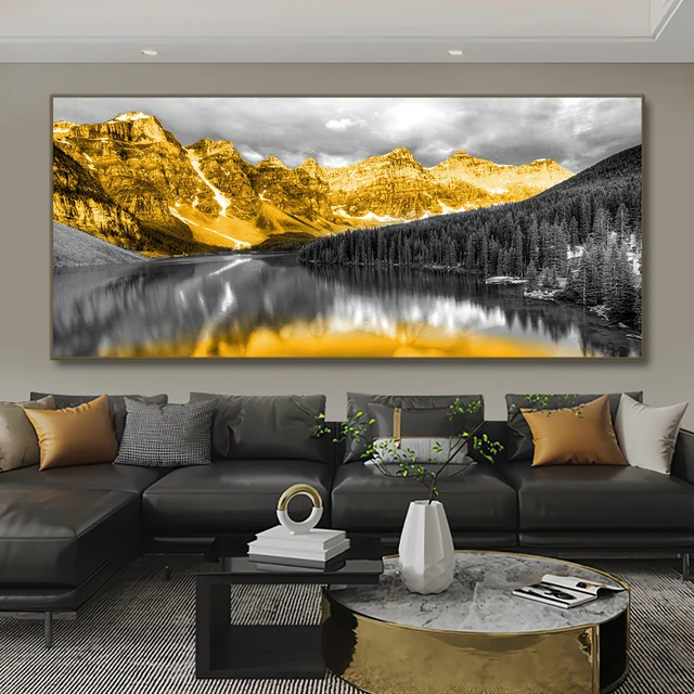 Large Abstract retailer Mountain Landscape Oil Painting on Canvas, Original Custom Golden Texture Acrylic Painting Living Room Wall Art Home Decor