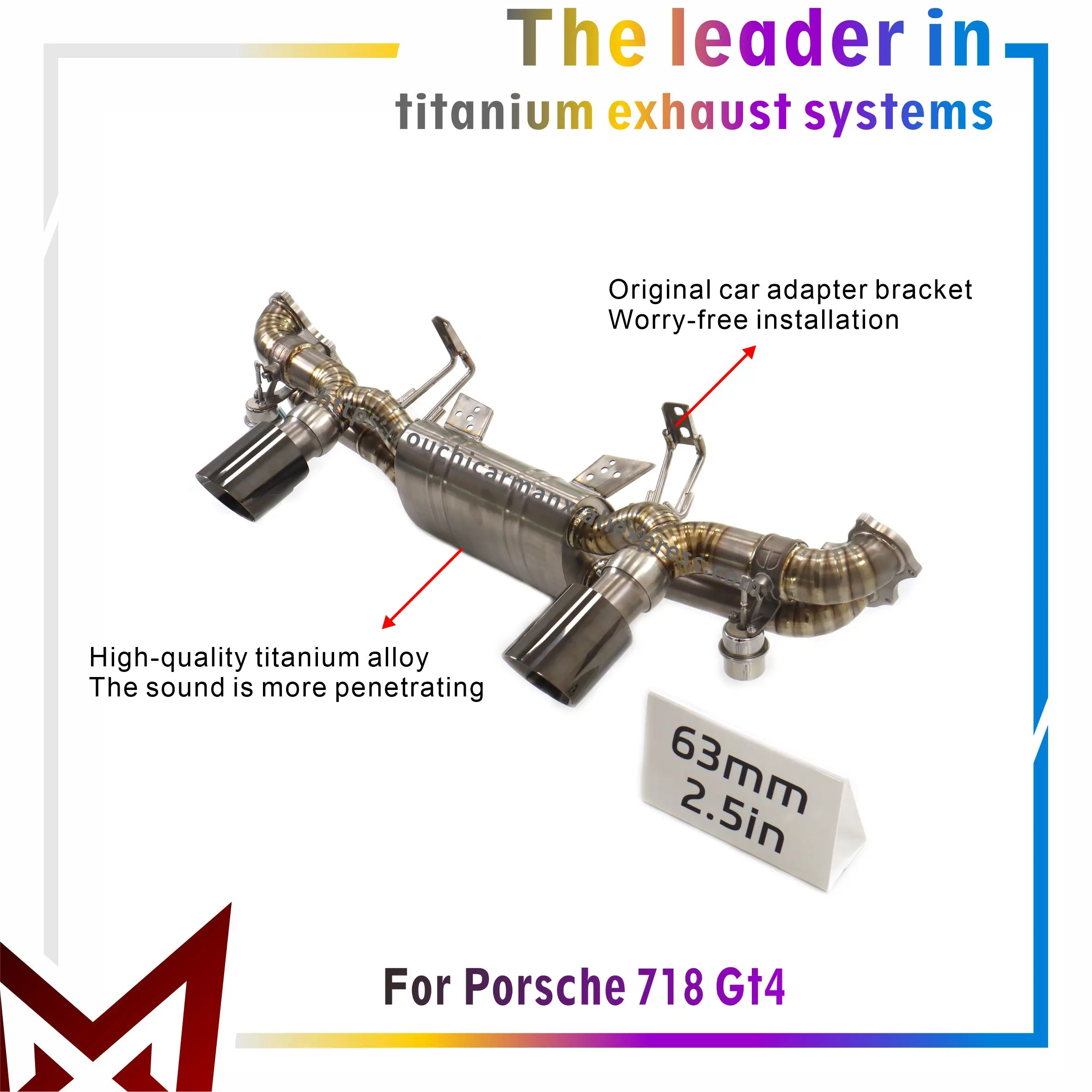 

﻿ MANX Catback for Porsche 718 GT4 Increase pipe diameter 63mm Ti Vacuum valves High precision Tips Exhaust system