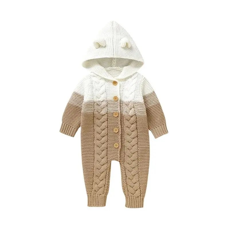 Baby Rompers Knit Winter Long Sleeve Infant Unisex Overalls Toddler Clothes Newborn Boys Girls Jumpsuits Playsuits Autumn Hooded