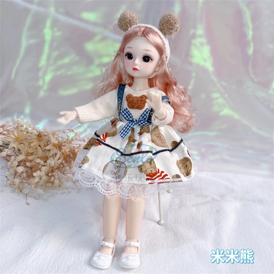 New Anime Doll Face 30CM Doll 20 Movable Jointed Bjd Dolls Fashion Dress DIY Toy Dolls with Shoes for Children Birthday Gifts