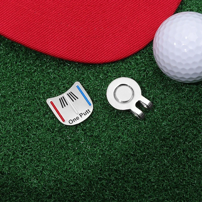 Golf Ball Airplane Marker with Magnetic Hat Clip One Putt Pattern Golf Cap Clip Accessories Pin Brooches Decorative Lapel Badge