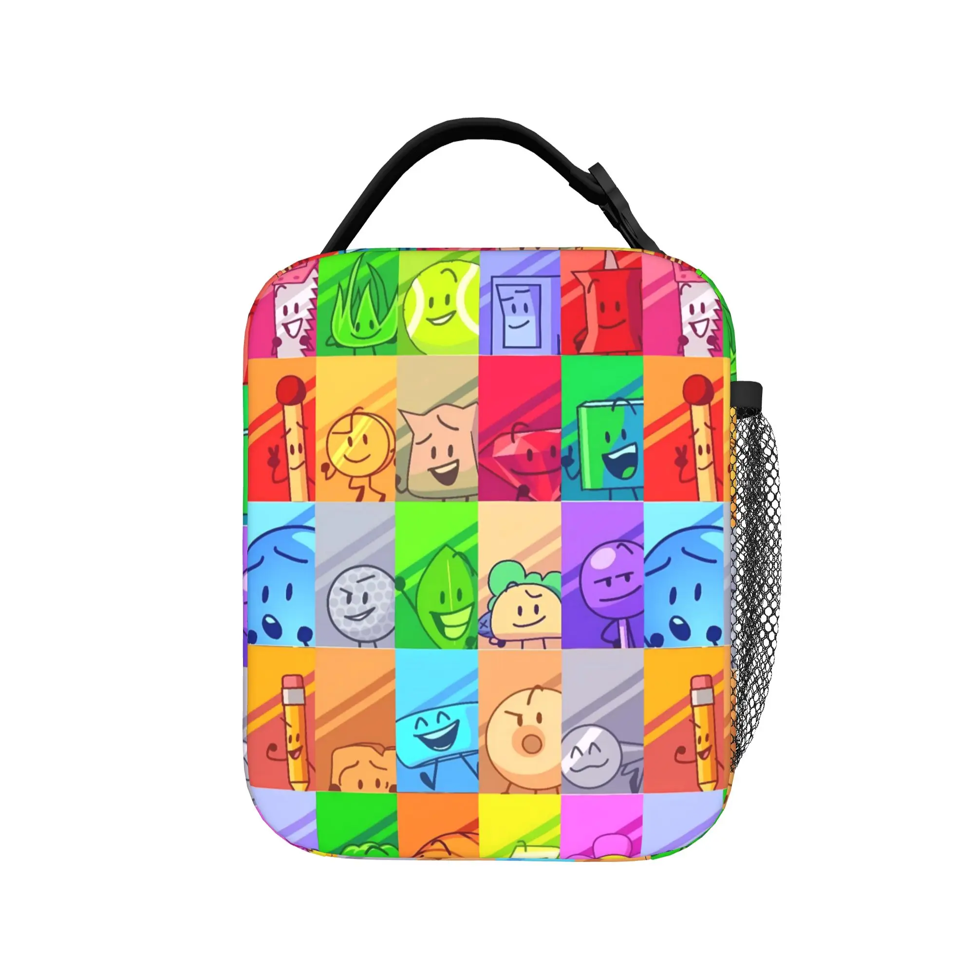 BFDI All Characters Lunch Bag For Girl Boy  Print Outdoor Picnic Lunch Box Leisure Portable Zipper Oxford Cooler Bag