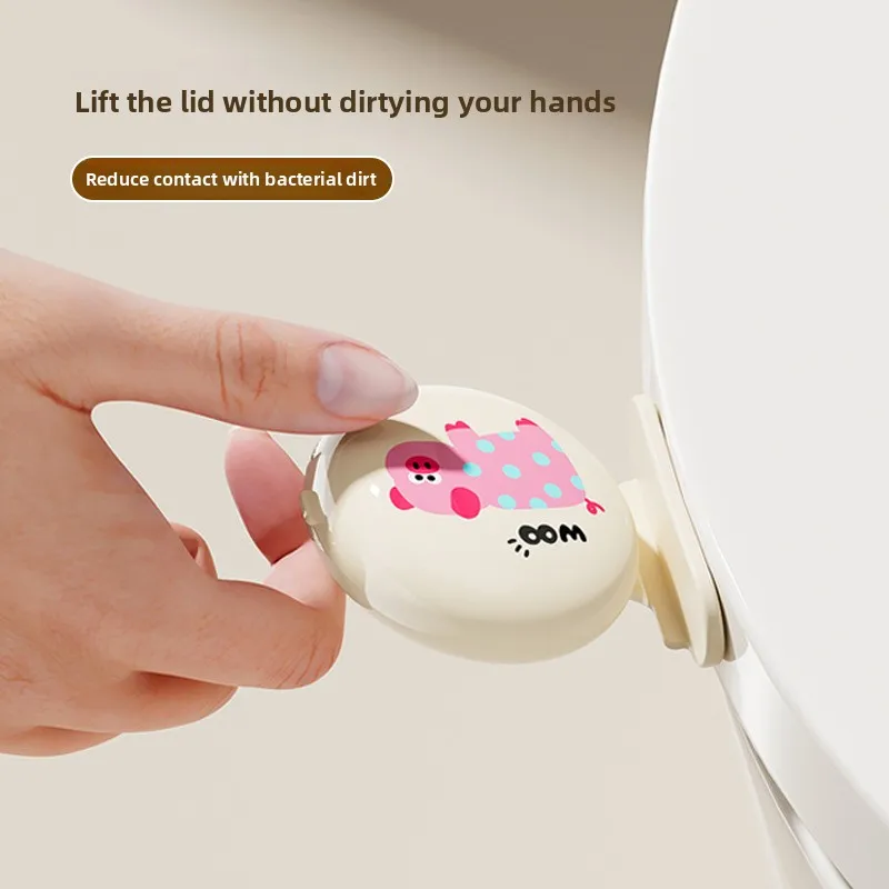 Portable Lovely Cartoon Toilet Lifting Device Avoid Touching Toilet Lid Handle WC Accessories Anti Dirty No Punching Required
