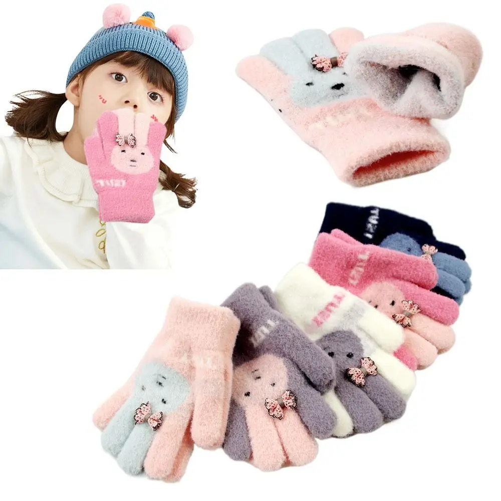 Full Finger Gloves Boys Girls Warm Mittens Thickened Plush Gloves Autumn Winter Snow Children Baby Gloves Cycling Ski Gloves