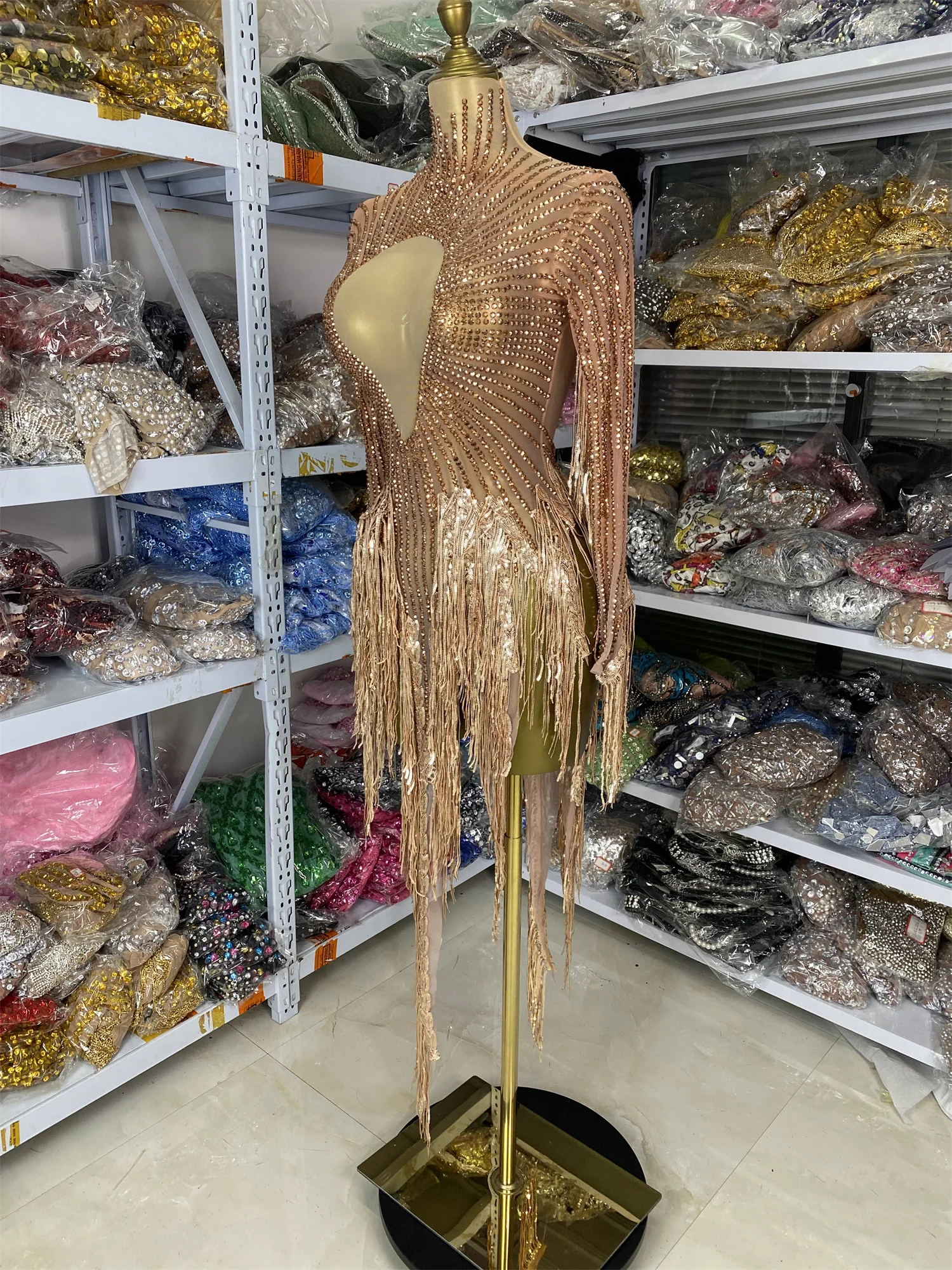 Hotwife boate festa de aniversário vestido glitter strass lantejoulas borla ver através bodycon mini vestido trajes dançarino