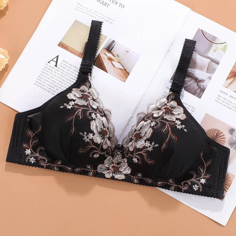 Seamless Soft Women Bra Thin Wireless Push Up Retro Print Comfortable Sleep Bra Lace Sexy Bra Brassiere Soutien Gorge Femme