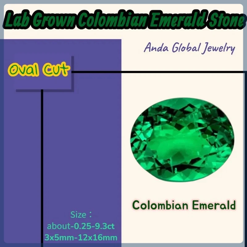 

M -Lab Grown Colombian Emerald Stone Hydrothermal Hand-cutting Oval Cut Synthetic Emerald Stone with Certificate Daily wear