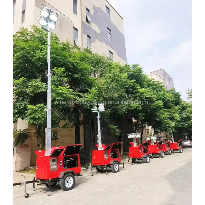 Solar Mobile Lighting Tower 4x150W LED 90000 Lumen 6.5m Mast for Eco Friendly Construction Camp Customized Hot Sale