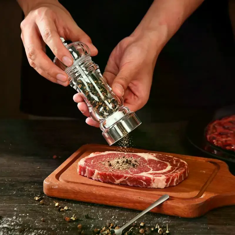 Pepper Grinder- Acrylic Salt And Pepper Shakers Adjustable Coarseness By Ceramic Rotor Kitchen Accessories
