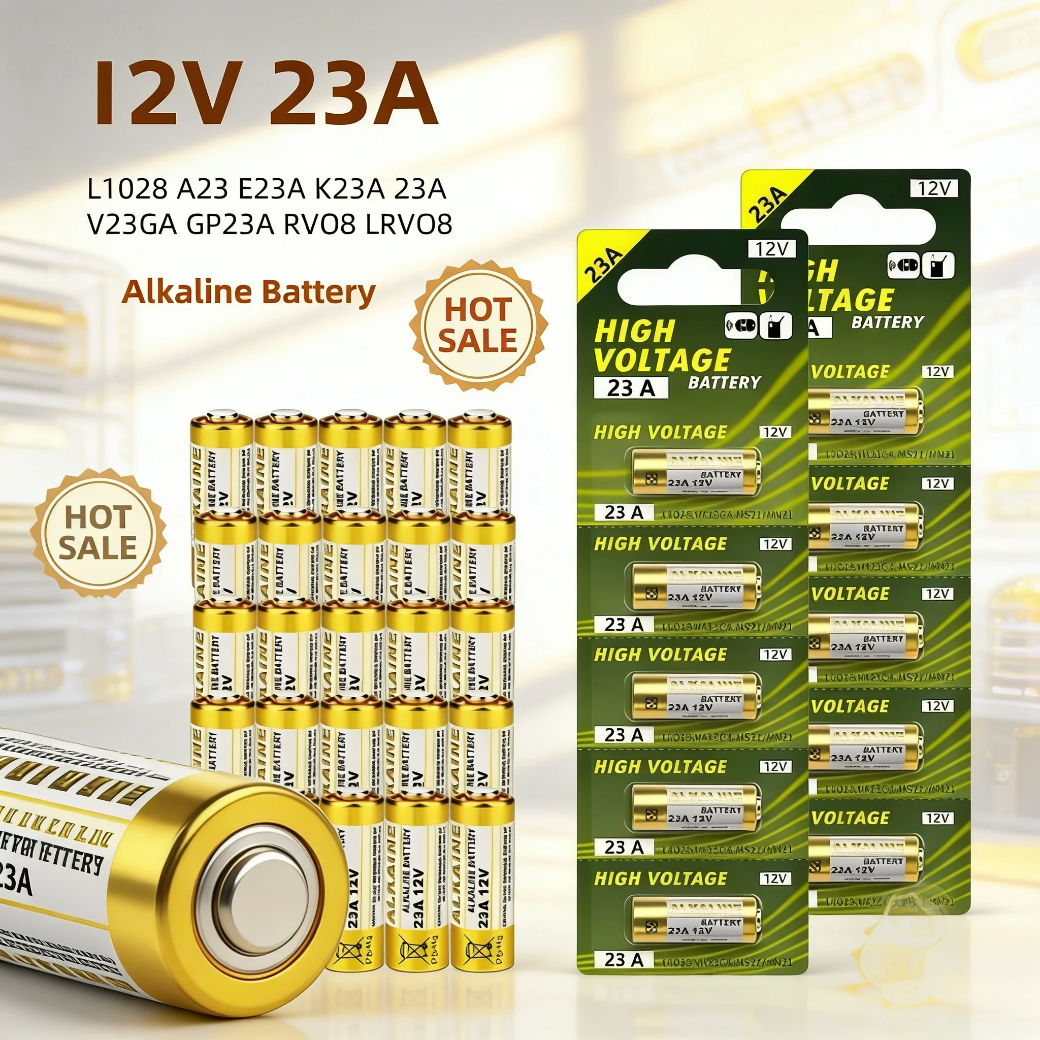 5-60PCS 12V 23A Alkaline Battery, 58mAh, for Remote Control, Toys, Multi-Code L1028/E23A/GP23A