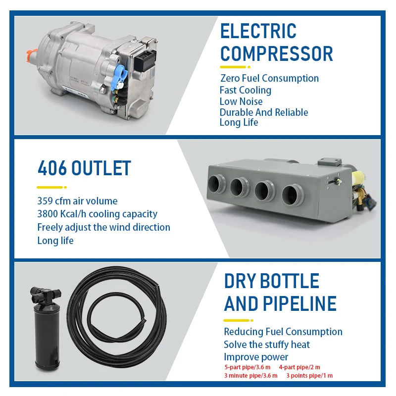 406-4 Hole Universal Auto AC Evaporator Assembly Unit Air Conditioner & Heater 24V 12V for Classic Cars Truck Van Street Red Rod