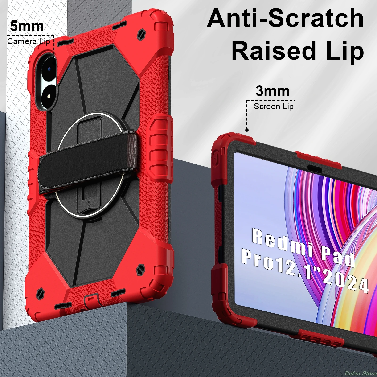 Versatile Shoulder Strap Case For Xiaomi Poco Pad 12.1 Redmi Pad Pro 2024 Tablet Case Rotation  Stand Shockproof Rugged Cover ne