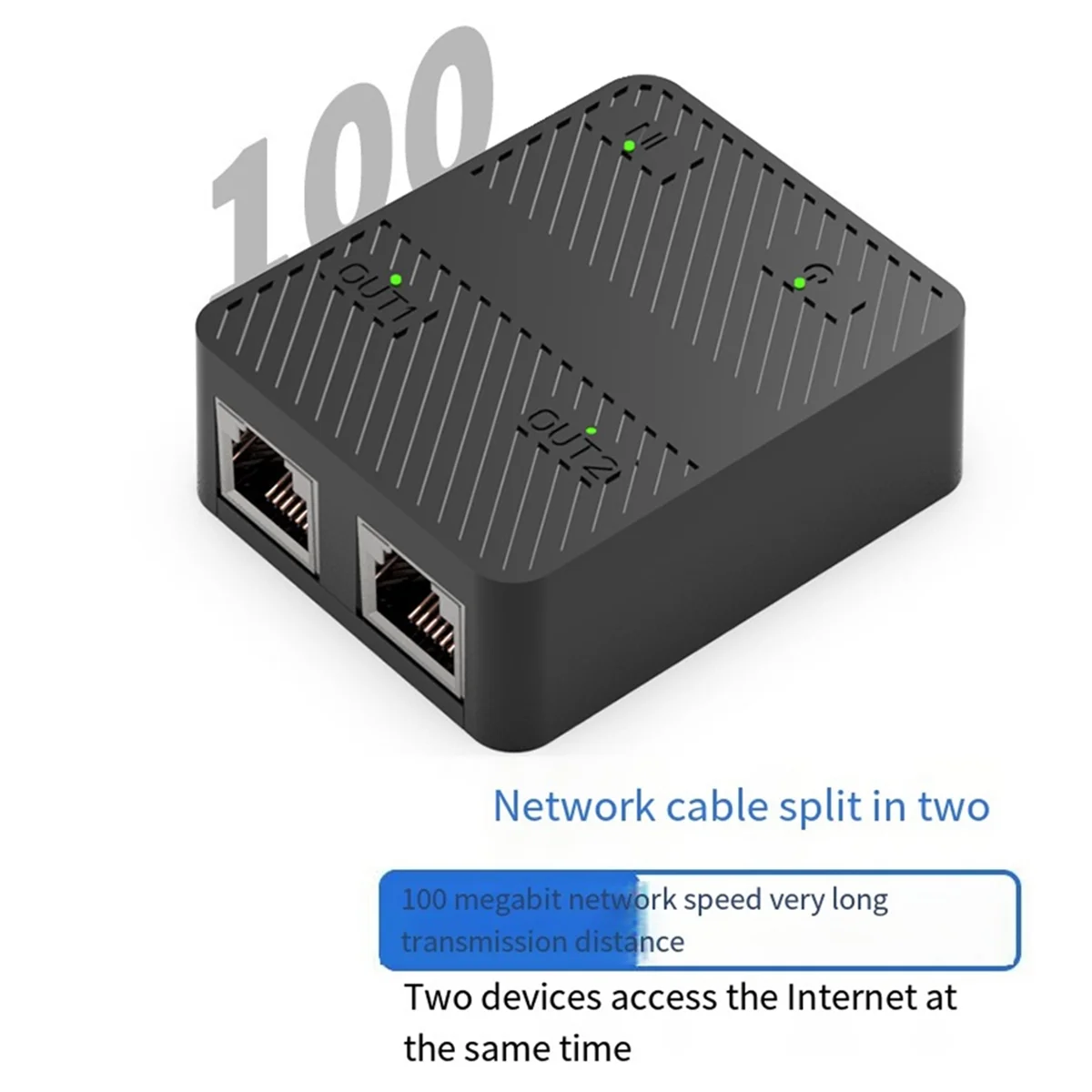 RJ45 Ethernet Cable Splitter, One to Two Devices, Can Access the Internet At the Same Time, with Charging Cable Extender