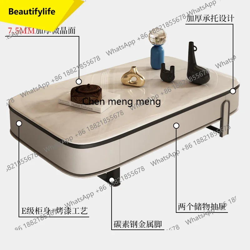 

Кофейный столик Q181: минималистичный, из высококачественного микрокристаллического камня, для дома, небольшой квартиры, современный, простой, увеличенной высоты.