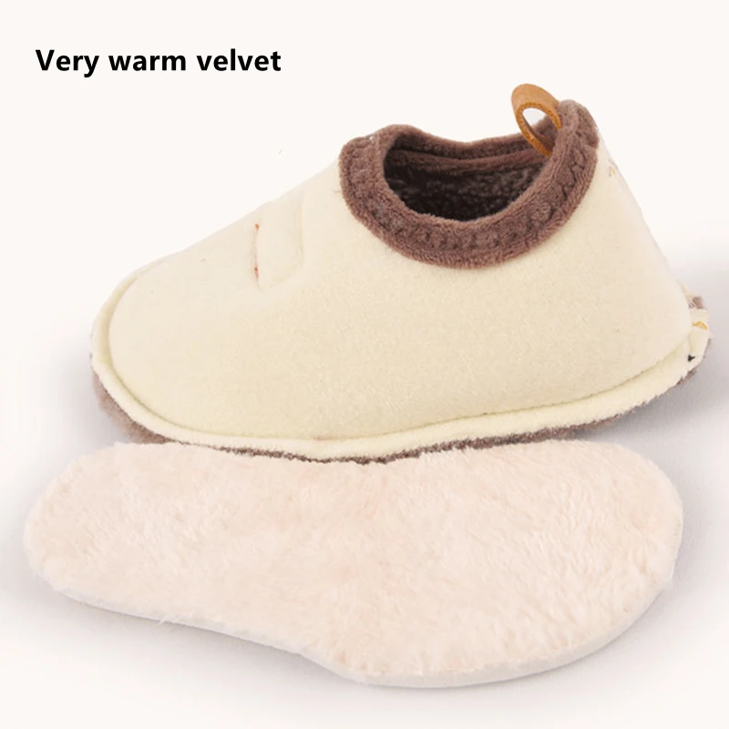 Children Cotton Slippers Solid Warm Kids Winter Home Shoes Boys Girls Plush Floor Shoes Indoor Soft Sole Anti-slip Cotton Shoes