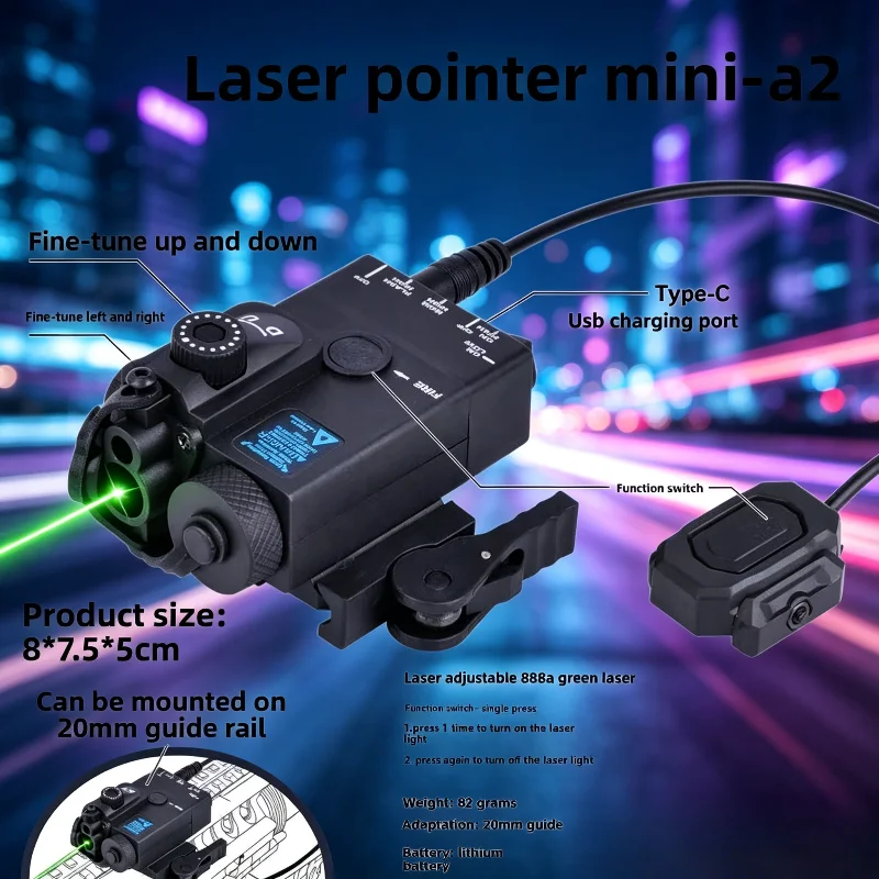 Model Building Accessory Adjustable Green Laser Module Built-in Battery Type-C Charging Remote Control on/Off Switch Included