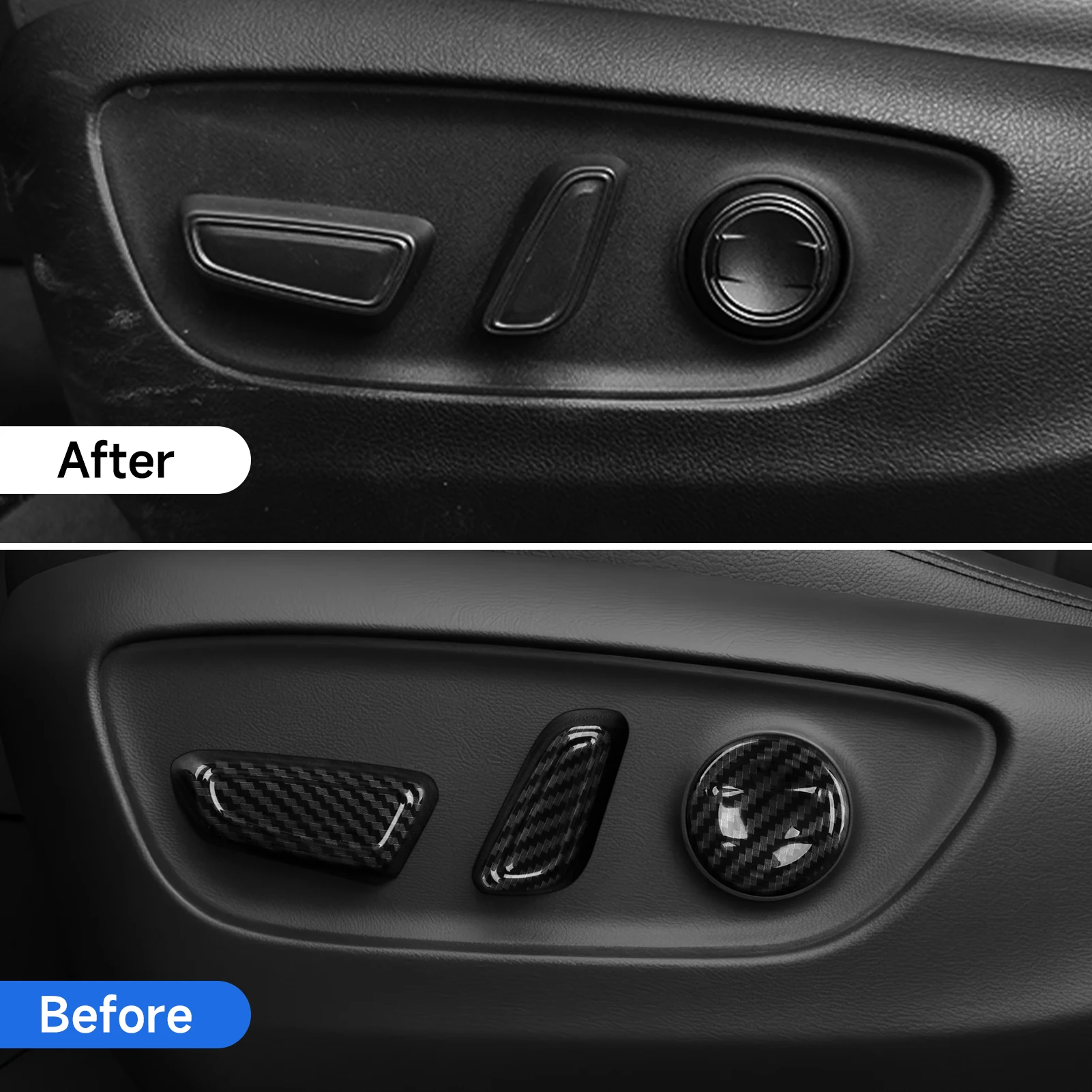 Car Seat Adjust Switch Panel. For Toyota RAV4 Avalon Camry Highlander Land Cruiser Sienna Accessories. ABS Carbon Fiber Sticker. - view 6